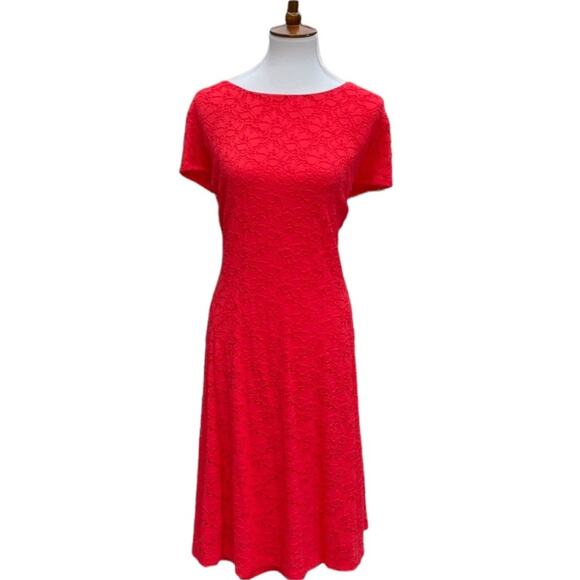 Alfani Dress 22W Lace Plus Size Party Dress Stretch Coral Boho fruit punch - Picture 1 of 12